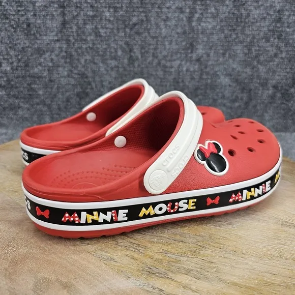 Disney Parks X Crocs Womens Size 6 Red Croc Band Minnie Mouse III Clogs Shoes