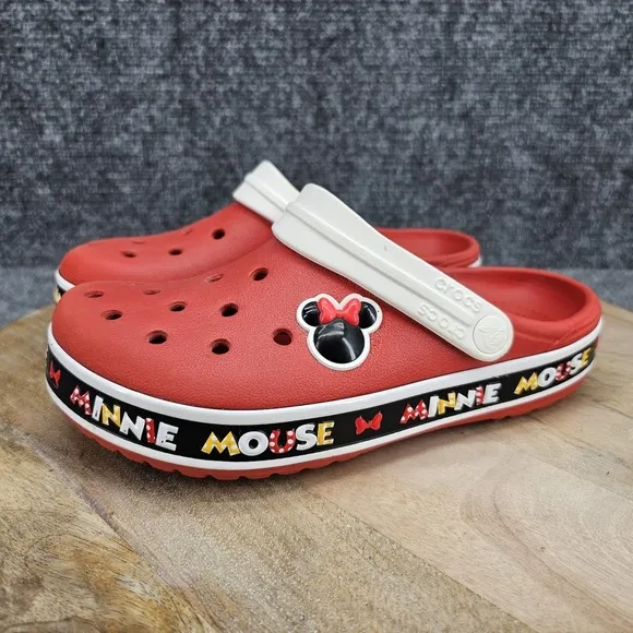 Disney Parks X Crocs Womens Size 6 Red Croc Band Minnie Mouse III Clogs Shoes