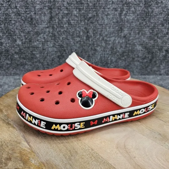 Disney Parks X Crocs Womens Size 6 Red Croc Band Minnie Mouse III Clogs Shoes