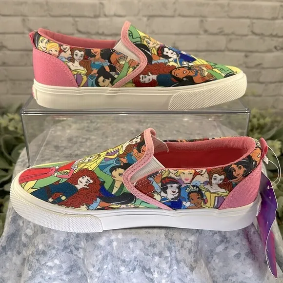 DISNEY PRINCESS - Pink Multicolor Princess Print Fashion Canvas Girls 3M🩷NIB&amp;NWT