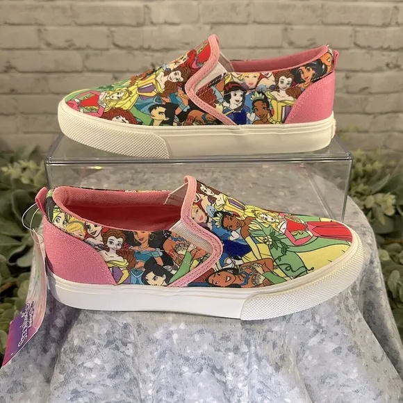 DISNEY PRINCESS - Pink Multicolor Princess Print Fashion Canvas Girls 3M🩷NIB&amp;NWT