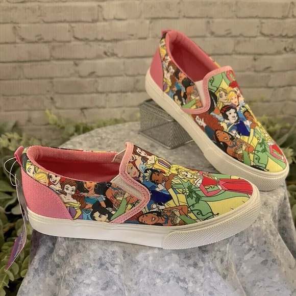 DISNEY PRINCESS - Pink Multicolor Princess Print Fashion Canvas Girls 3M🩷NIB&amp;NWT