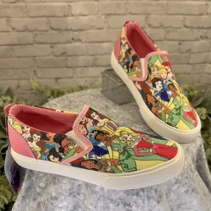 DISNEY PRINCESS - Pink Multicolor Princess Print Fashion Canvas Girls 4M🩷NIB&amp;NWT