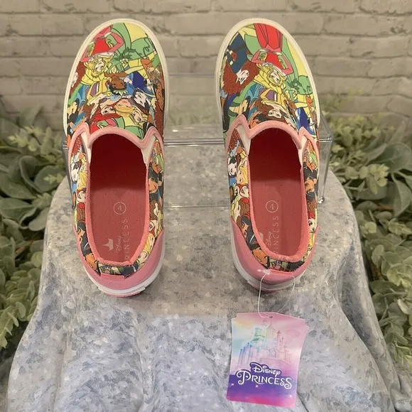 DISNEY PRINCESS - Pink Multicolor Princess Print Fashion Canvas Girls 4M🩷NIB&amp;NWT