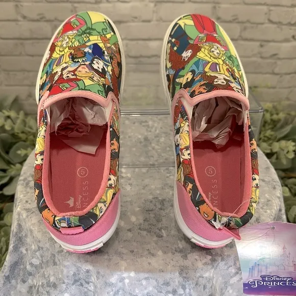 DISNEY PRINCESS - Pink Multicolor Princess Print Fashion Canvas Girls 5M🩷NIB&amp;NWT