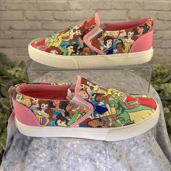 DISNEY PRINCESS - Pink Multicolor Princess Print Fashion Canvas Girls 5M🩷NIB&amp;NWT