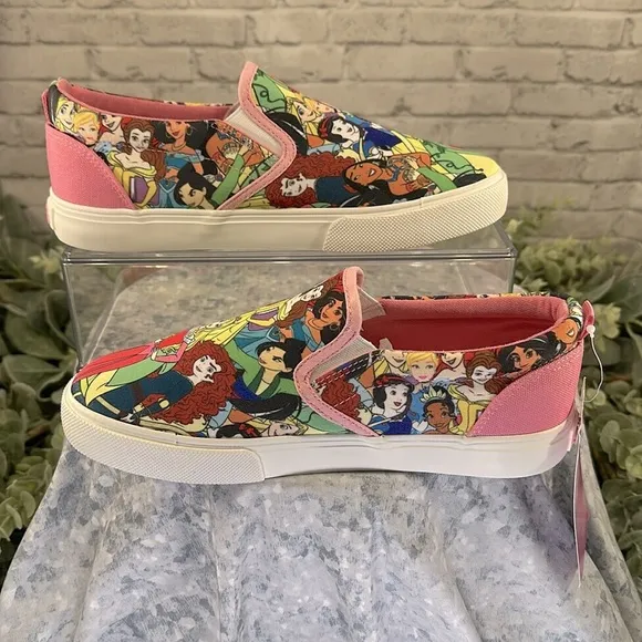 DISNEY PRINCESS - Pink Multicolor Princess Print Fashion Canvas Girls 5M🩷NIB&amp;NWT