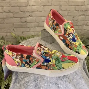 DISNEY PRINCESS - Pink Multicolor Princess Print Fashion Canvas Girls 5M🩷NIB&amp;NWT