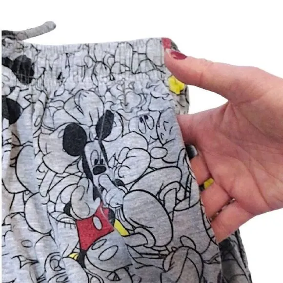 Disney Y2K Grey Mickey Mouse Printed Pajama Lounge Pants Men's Medium