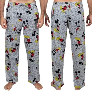 Disney Y2K Grey Mickey Mouse Printed Pajama Lounge Pants Men's Medium