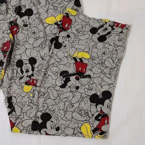 Disney Y2K Grey Mickey Mouse Printed Pajama Lounge Pants Men's Medium