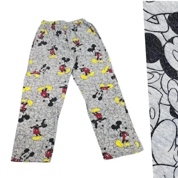 Disney Y2K Grey Mickey Mouse Printed Pajama Lounge Pants Men's Medium