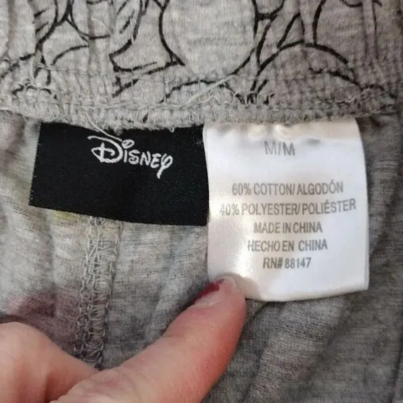 Disney Y2K Grey Mickey Mouse Printed Pajama Lounge Pants Men's Medium