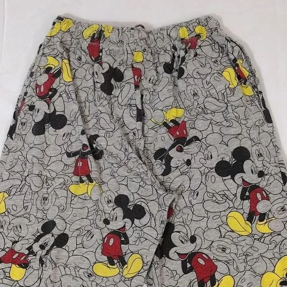 Disney Y2K Grey Mickey Mouse Printed Pajama Lounge Pants Men's Medium
