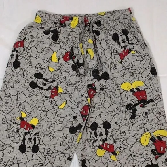 Disney Y2K Grey Mickey Mouse Printed Pajama Lounge Pants Men's Medium