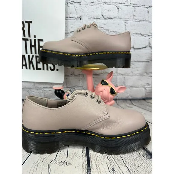 Doc Dr Martens Platform Oxfords Low Top Mens 12 Pinky Taupe Soft Leather EU 46