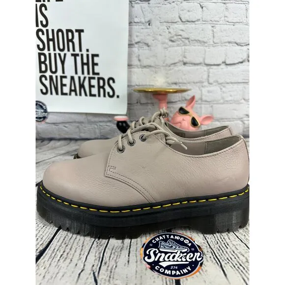 Doc Dr Martens Platform Oxfords Low Top Mens 12 Pinky Taupe Soft Leather EU 46