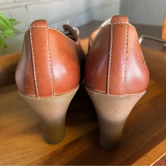 Doc Martens MiMi Wedged Heels British Tan Leather Oxfords | Size 11