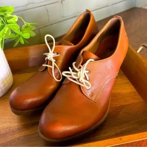 Doc Martens MiMi Wedged Heels British Tan Leather Oxfords | Size 11