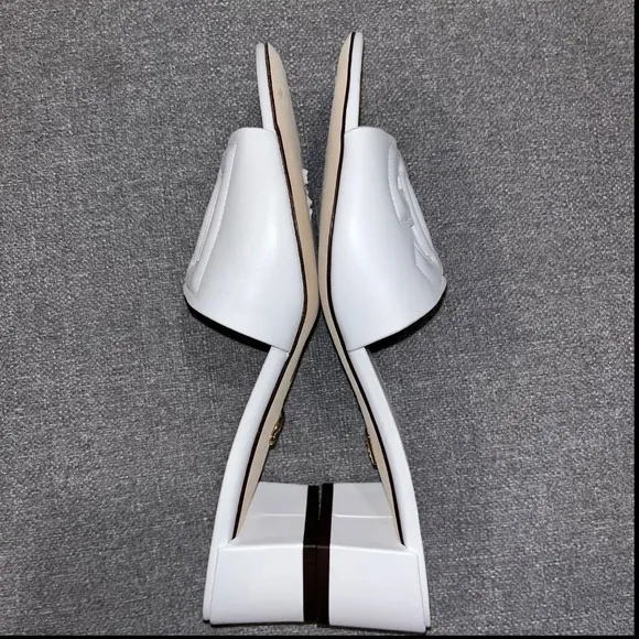 DOLCE &amp; GABBANA Bianca slides sandals white EU 38.5 US 8.5 leather spring summer