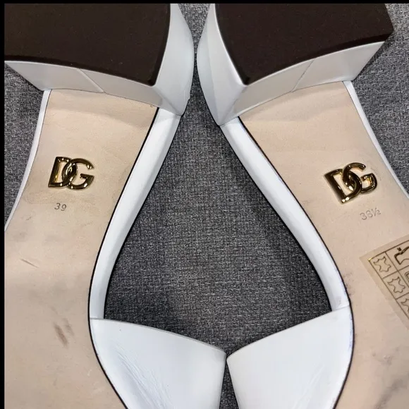 DOLCE &amp; GABBANA Bianca slides sandals white EU 38.5 US 8.5 leather spring summer
