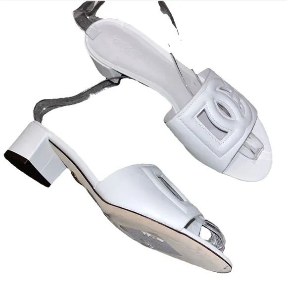 DOLCE &amp; GABBANA Bianca slides sandals white EU 38.5 US 8.5 leather spring summer
