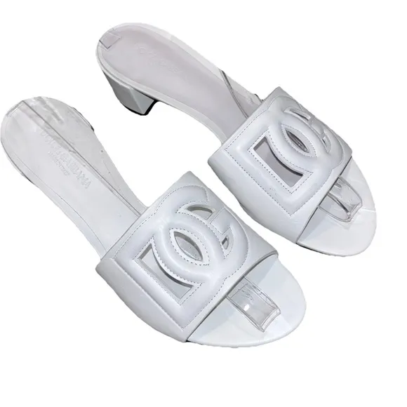 DOLCE &amp; GABBANA Bianca slides sandals white EU 38.5 US 8.5 leather spring summer