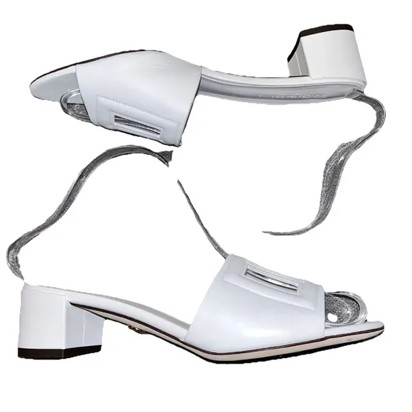 DOLCE &amp; GABBANA Bianca slides sandals white EU 38.5 US 8.5 leather spring summer
