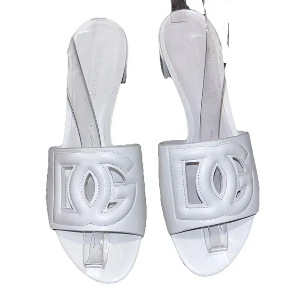 DOLCE &amp; GABBANA Bianca slides sandals white EU 38.5 US 8.5 leather spring summer