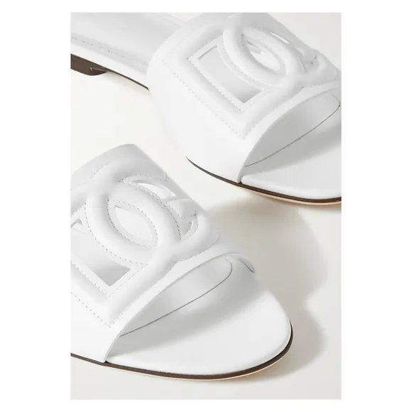 DOLCE &amp; GABBANA Bianca slides sandals white EU 38.5 US 8.5 leather spring summer