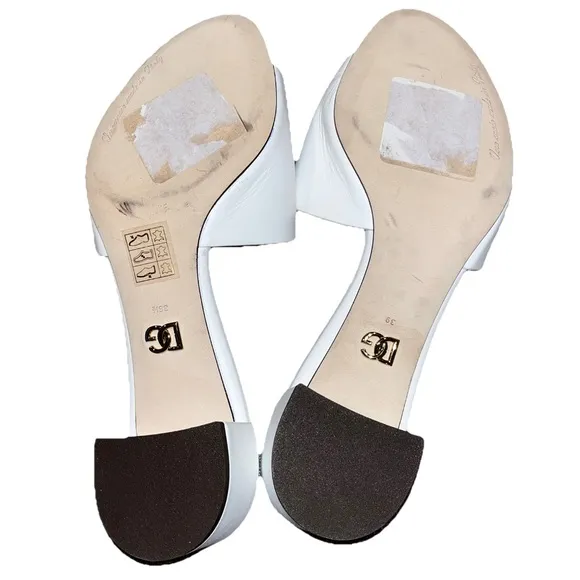 DOLCE &amp; GABBANA Bianca slides sandals white EU 38.5 US 8.5 leather spring summer