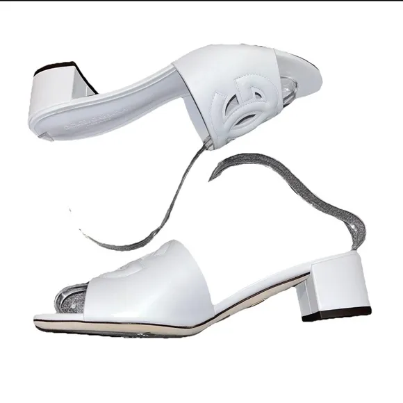 DOLCE &amp; GABBANA Bianca slides sandals white EU 38.5 US 8.5 leather spring summer