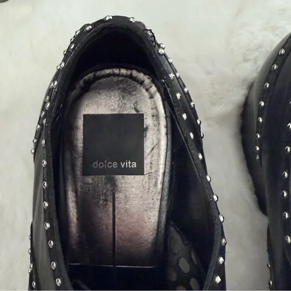 DOLCE VITA 9.5 RARE Women’s Howell Leather Mesh Studded Retro Oxfords • REVOLVE