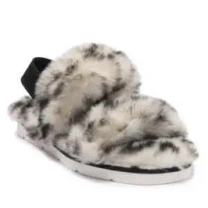 Dolce Vita Pochy Slingback Faux Snow Leopard Faux Fur Hard Sole Slippers Size 6