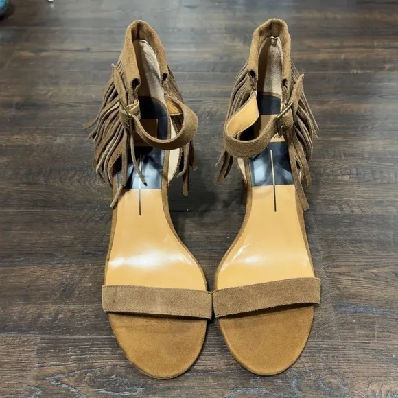 Dolce Vita Suede Fringe Open Toe Heels Size 11 Women