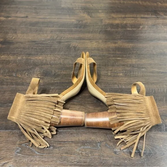 Dolce Vita Suede Fringe Open Toe Heels Size 11 Women