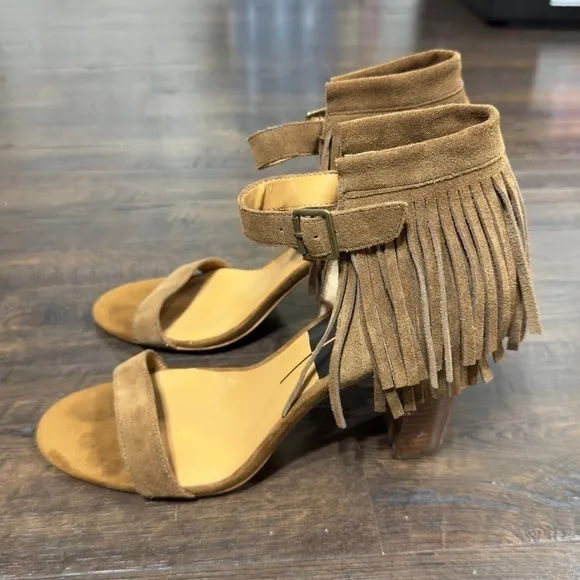 Dolce Vita Suede Fringe Open Toe Heels Size 11 Women