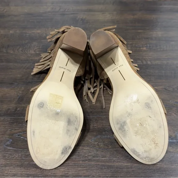 Dolce Vita Suede Fringe Open Toe Heels Size 11 Women