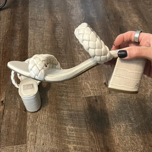 Dolce Vita White Braided Heels with Block Design