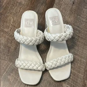 Dolce Vita White Braided Heels with Block Design