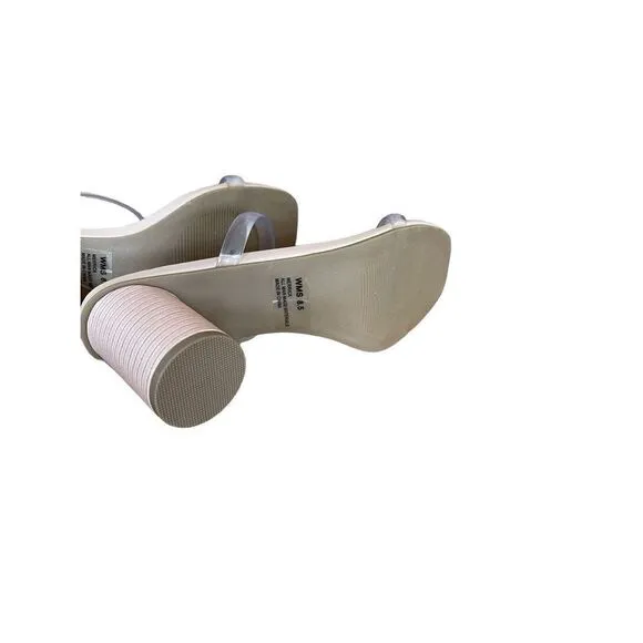 Dolce Vita Womens Cream Open Toe Slip On Strap Merrick Noles Heels Size 6