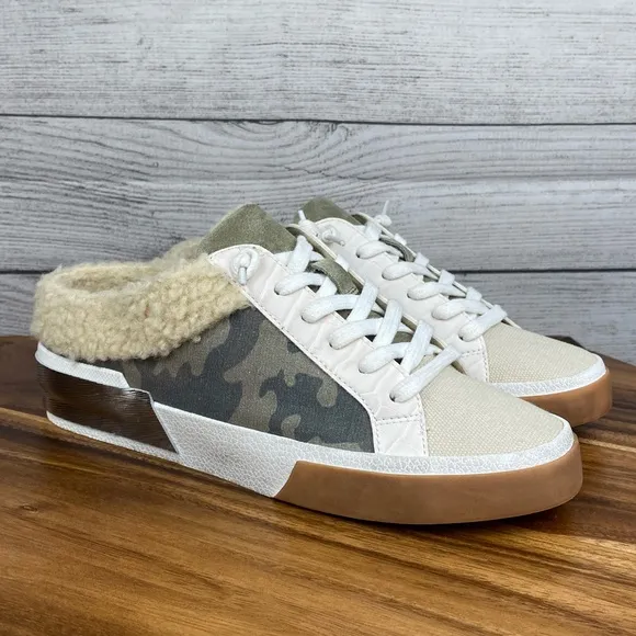 Dolce Vita Zeta Plush Mule Camo Slip On Canvas Shoe Women’s Sneaker Size 7