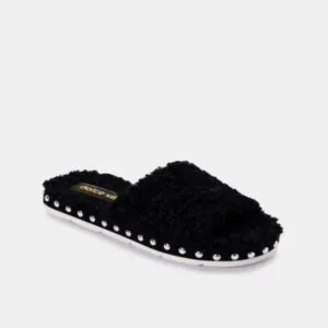 Dolce Vita New Black Fuzzy Slides Studded 8