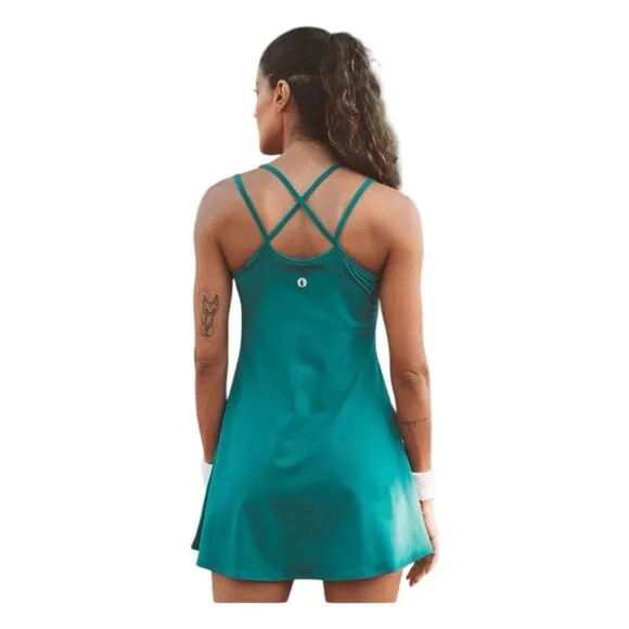 Dona Jo Athletic Lite Mini Dress and Bike Shorts Set Galapagos Green Tennis S