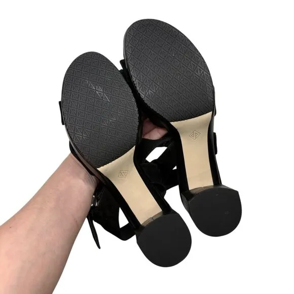Donald J. Pliner Black Suede Kayta Platform Block High Heels Women's Size 8.5