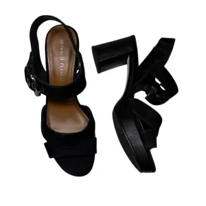 Donald J. Pliner Black Suede Kayta Platform Block High Heels Women's Size 8.5