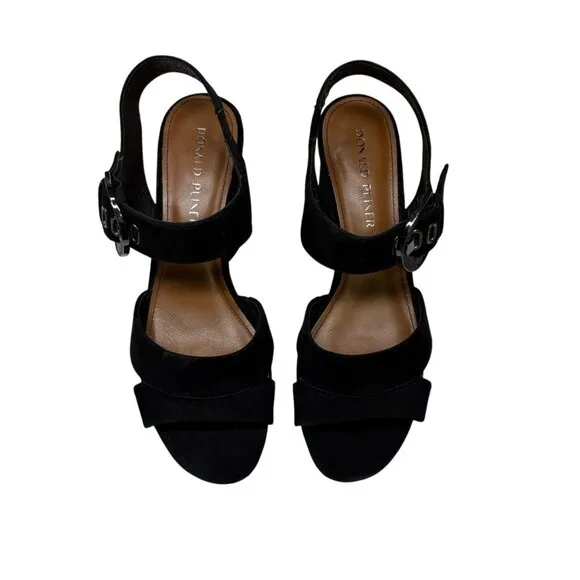 Donald J. Pliner Black Suede Kayta Platform Block High Heels Women's Size 8.5