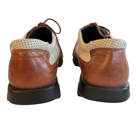 Donald J. Pliner Brown &amp; Beige Leather Perforated Oxfords Men’s 11 Made in Italy