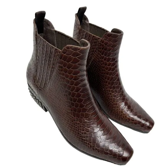 Donald J Pliner Milann Studded Heel Vintage Python Leather Booties - Size 7.5