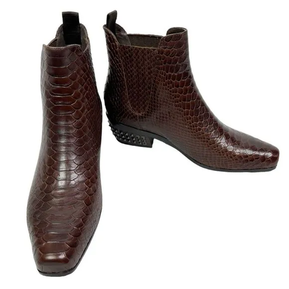 Donald J Pliner Milann Studded Heel Vintage Python Leather Booties - Size 7.5